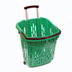 Купівельні кошики для супермаркету з колесами PLAST 38 GREEN